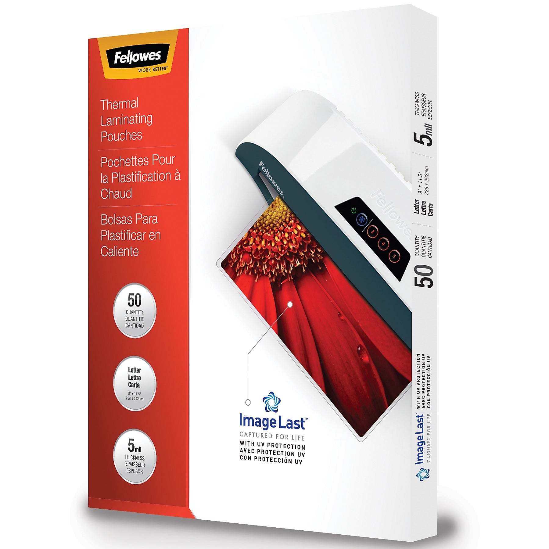 Fellowes Laminating Pouches Thermal Laminating Pouches, Letter Size, 5 Mil, 50/Pack (FEL5204002)