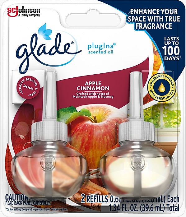 Glade Plugins Scented Oil, Apple Cinnamon, 2/Pack (315104)