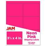 JAM Paper Shipping Labels, 3 1/3" x 4", Neon Pink, 6 Labels/Sheet, 20 Sheets/Pack (354328046)
