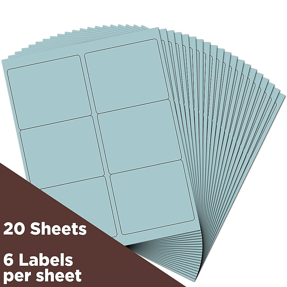 JAM Paper Shipping Labels, 3 3/8" x 4", Baby Blue, 6 Labels/Sheet, 20 Sheets/Pack (4052898)