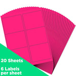 JAM Paper Shipping Labels, 3 1/3" x 4", Neon Pink, 6 Labels/Sheet, 20 Sheets/Pack (354328046)