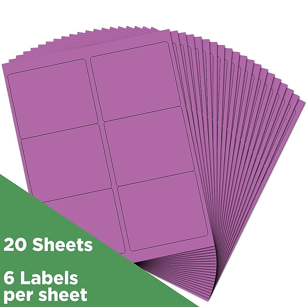 JAM Paper Laser/Inkjet Address Label, 4" x 3 3/8", Violet Purple, 120 Labels/Pack (302725792)
