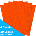 JAM Paper Laser/Inkjet Address Labels, 1" x 2 5/8", Neon Red, 30 Labels/Sheet, 4 Sheets/Pack (354328230)