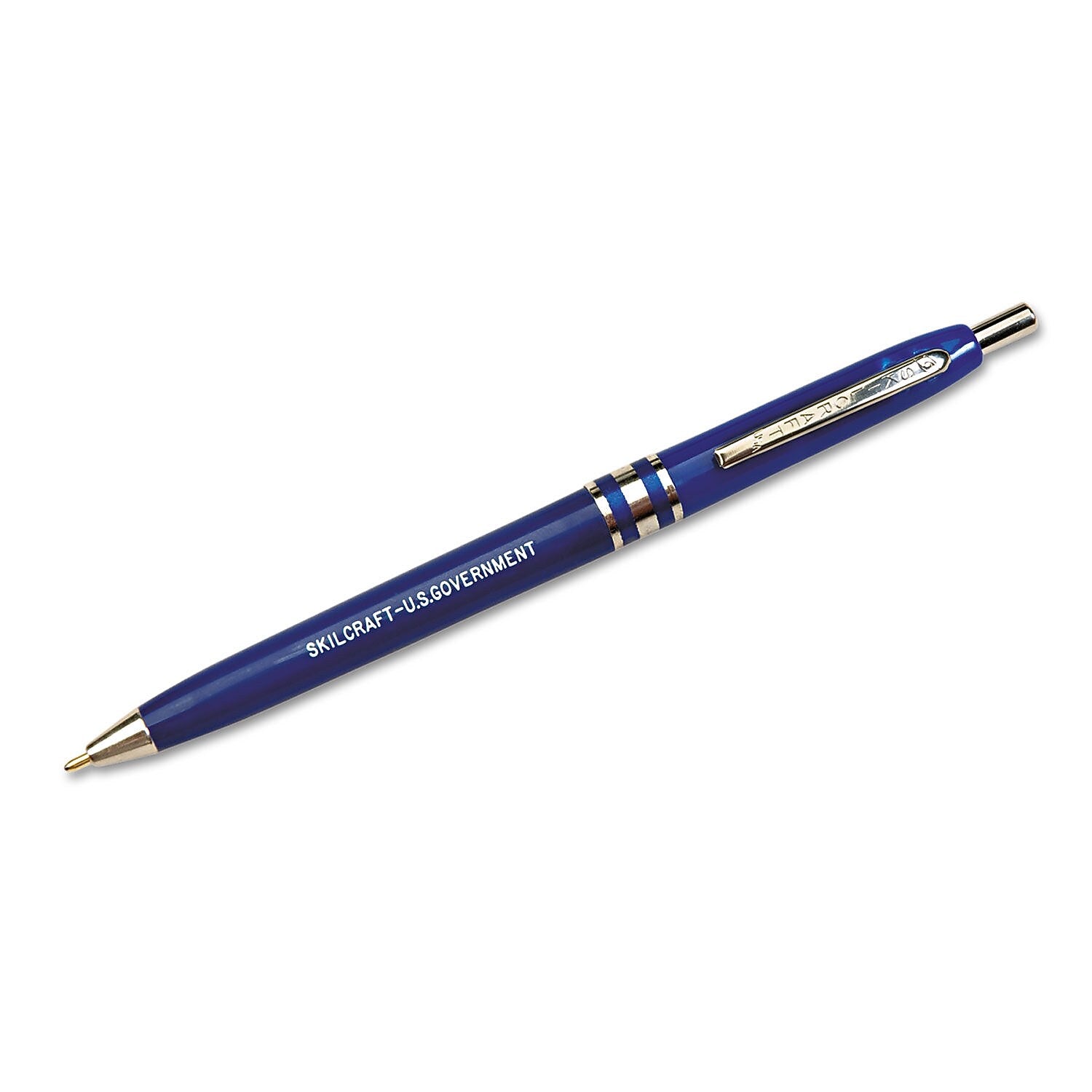 AbilityOne SkilCraft Retractable Ballpoint Pen, Medium Point, 1.0mm, Blue Ink, 12/Pack