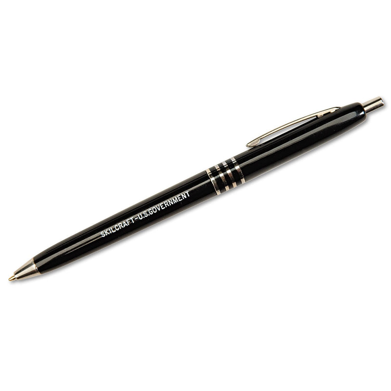 AbilityOne SkilCraft U.S. Government Retractable Ballpoint Pen, Fine Point, 0.7mm, Black Ink, 12/Pack