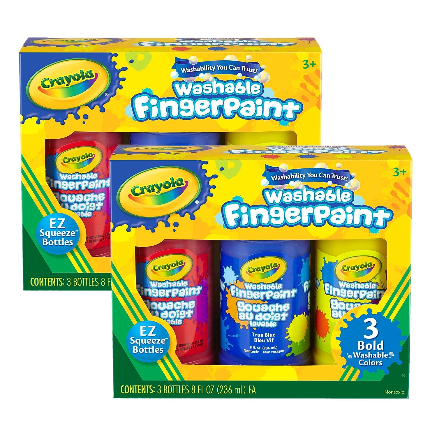 Crayola Washable Fingerpaint, Bold Colors, 8 oz., 3 Per Pack, 2 Packs (BIN551310-2)