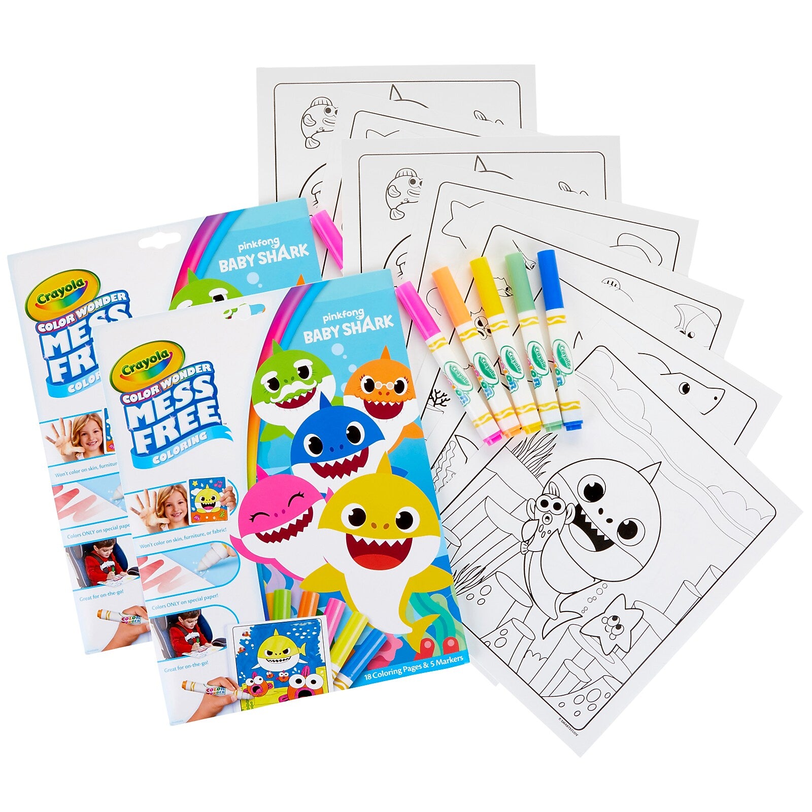 Crayola Color Wonder Baby Shark Mess Free Coloring Pad & Markers, 2/Bundle (BIN757103-2)
