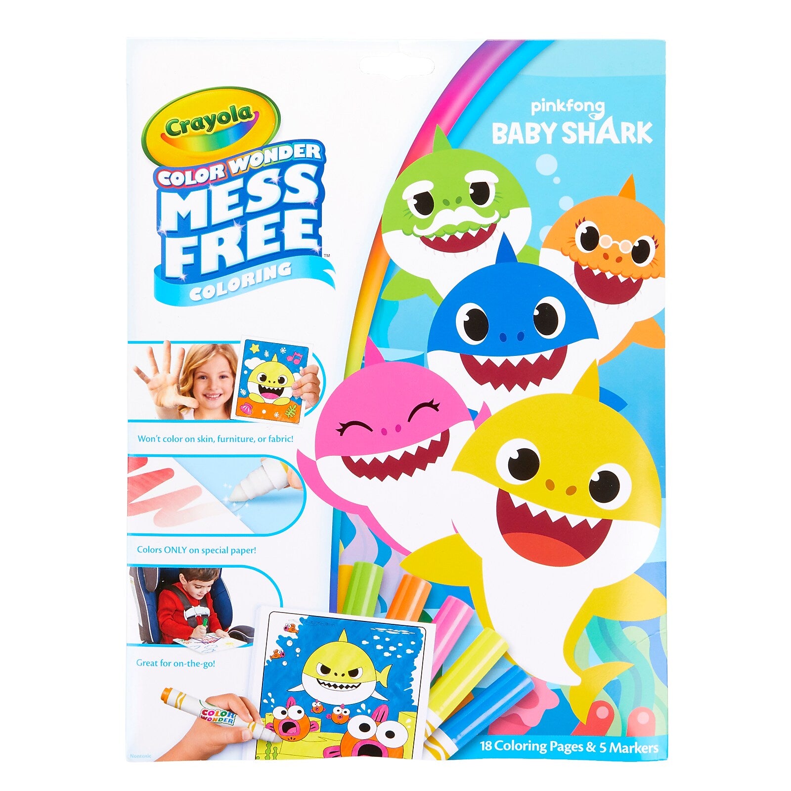Crayola Color Wonder Baby Shark Mess Free Coloring Pad & Markers, 2/Bundle (BIN757103-2)