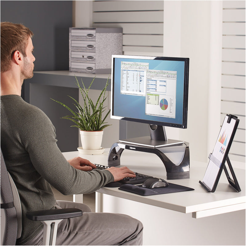 Fellowes Smart Suites Corner Monitor Riser, Up to 32" Monitor, Black (8020101)