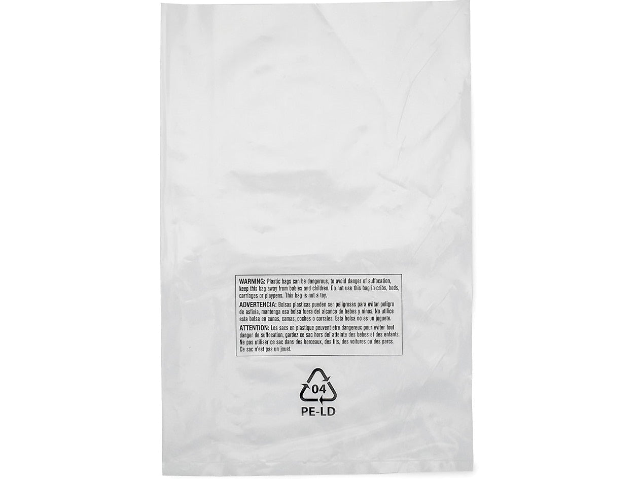 9" x 12" Suffocation Warning Layflat Poly Bags, 2 Mil, Clear, 1000/Carton (PBM09122)