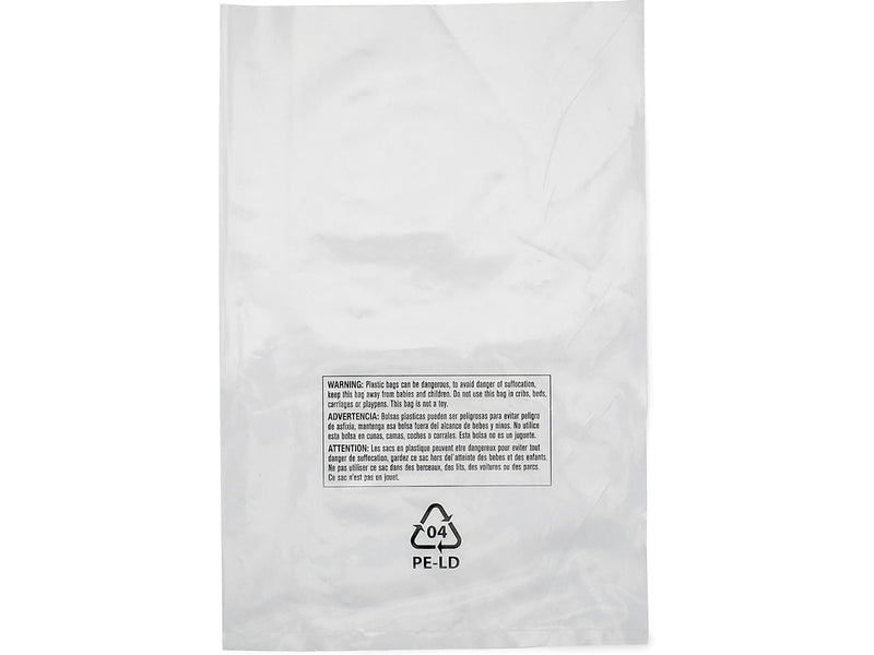 9" x 12" Suffocation Warning Layflat Poly Bags, 2 Mil, Clear, 1000/Carton (PBM09122)