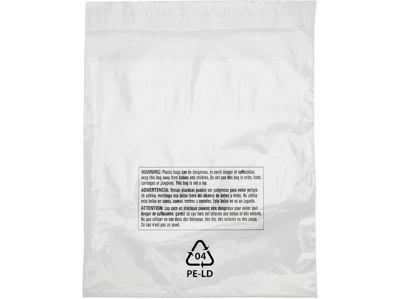 6" x 6" Lip & Tape Reclosable Suffocation Warning Poly Bags, 1.5 Mil, Clear, 1000/Carton (16200)