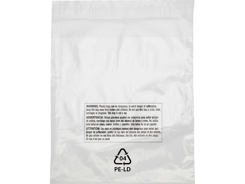 12" x 18" Lip & Tape Reclosable Suffocation Warning Poly Bags, 1.5 Mil, Clear, 1000/Carton (PMR121815)