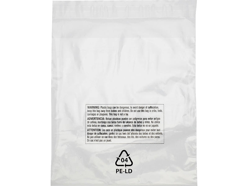 8" x 10" Lip & Tape Reclosable Suffocation Warning Poly Bags, 1.5 Mil, Clear, 1000/Carton (PMR081015)