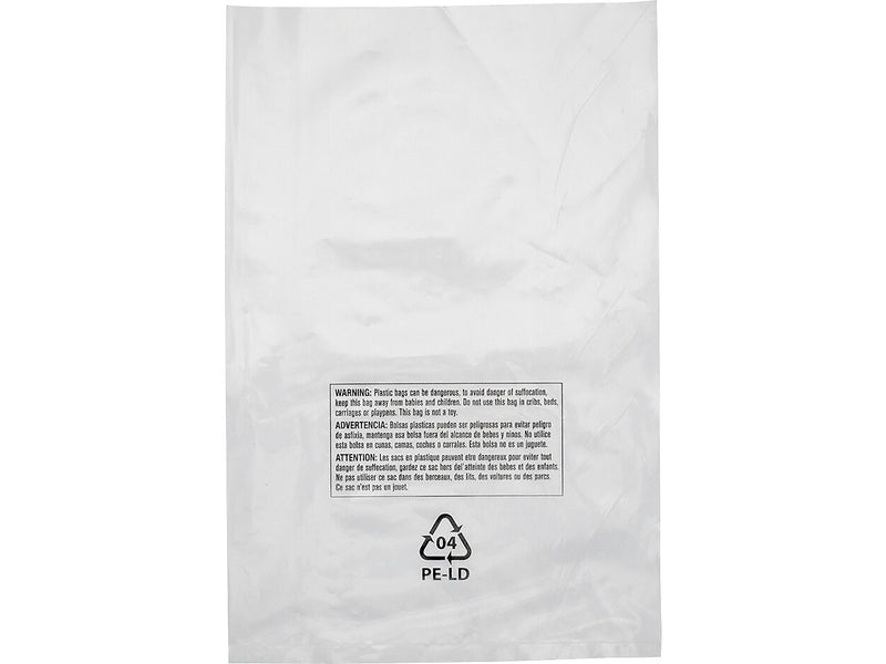 18" x 24" Suffocation Warning Layflat Poly Bags, 2 Mil, Clear, 500/Carton (16135)
