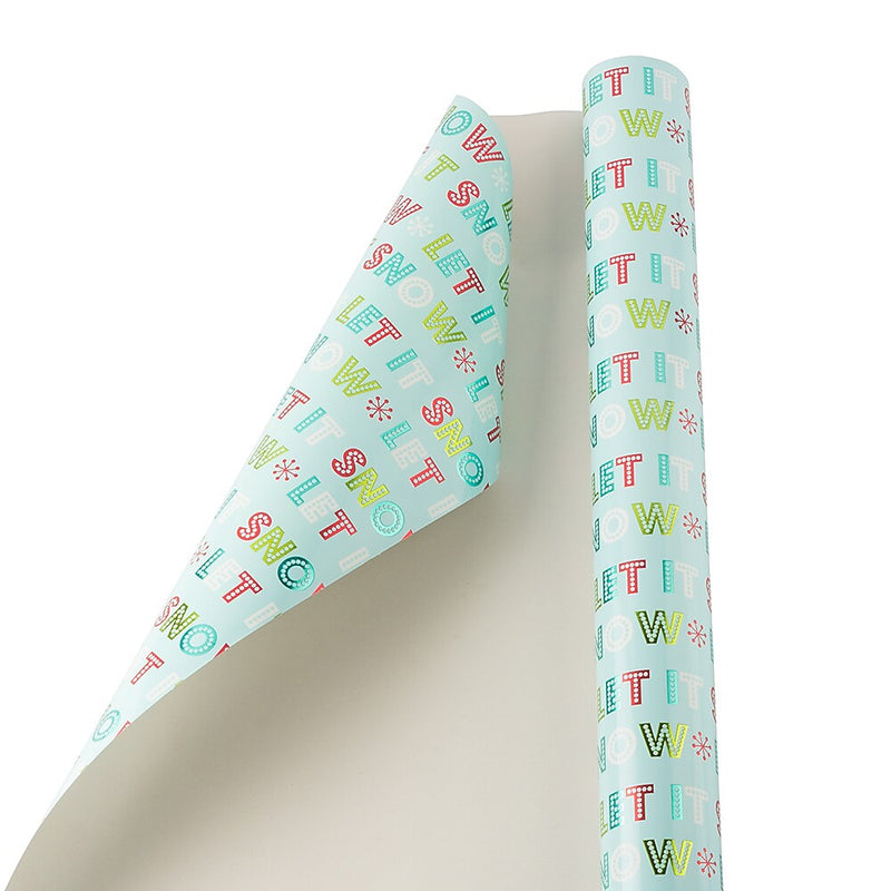 JAM Paper Christmas Wrapping Paper, 25 Sq. ft. x 30", Light Blue 'Let it Snow' (165534087)