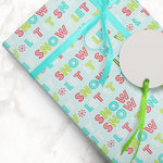 JAM Paper Christmas Wrapping Paper, 25 Sq. ft. x 30", Light Blue 'Let it Snow' (165534087)
