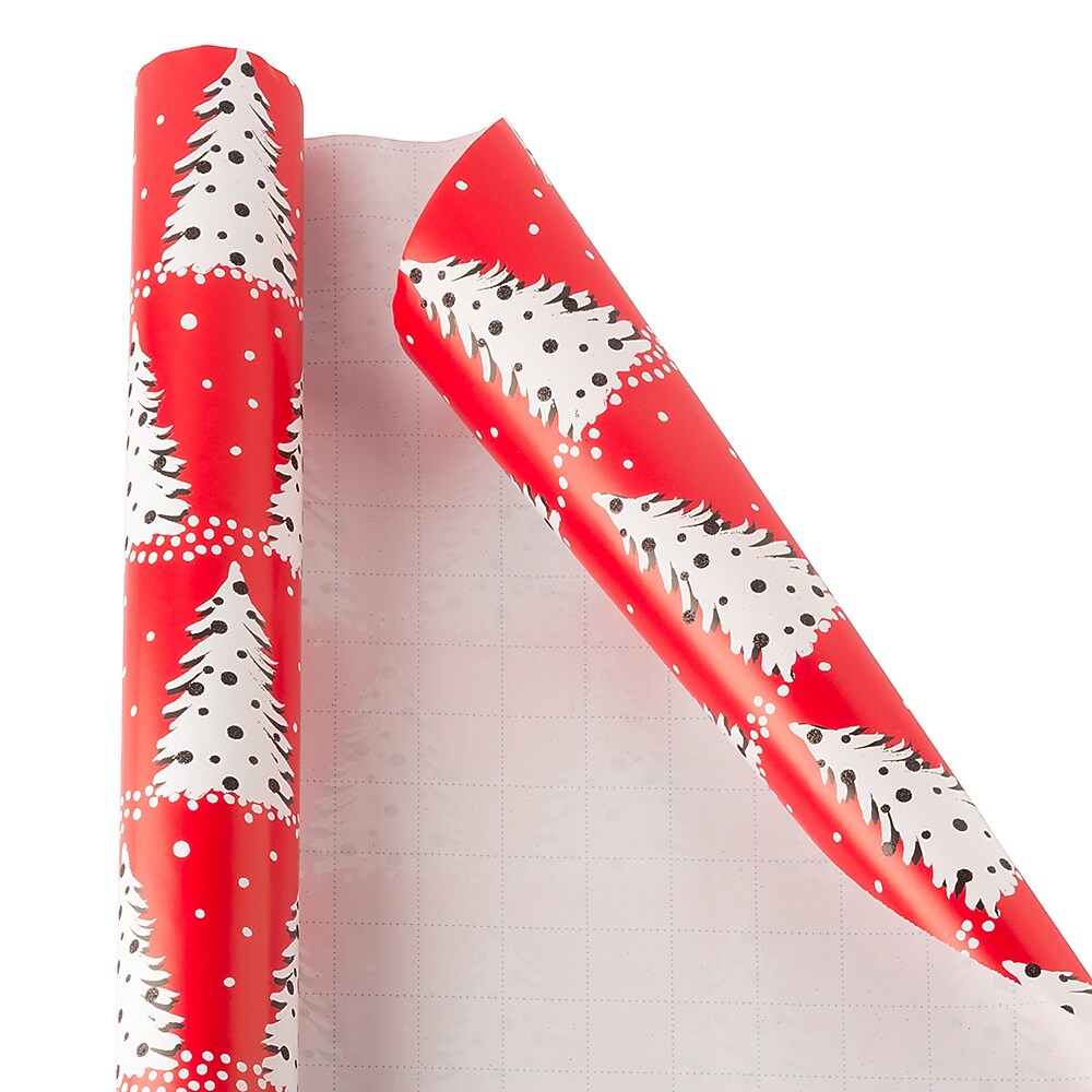 JAM Paper Christmas Wrapping Paper, 25 Sq. ft. x 30", Painted Christmas Trees (165FreHo)