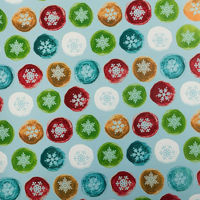 JAM Paper Christmas Wrapping Paper, 25 Sq. ft. x 30", Painted Snowflake Orbs (165FSiCc)