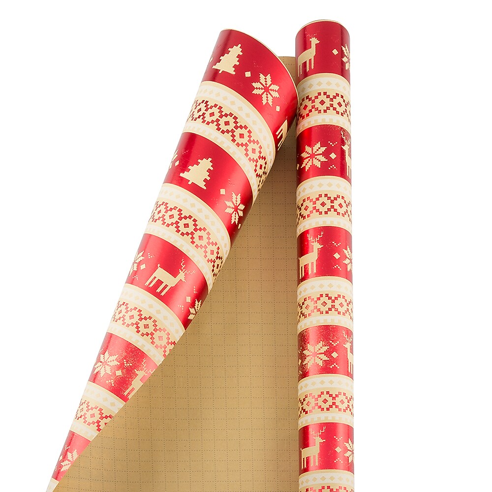 JAM Paper Christmas Wrapping Paper, 15 Sq. Ft, Pixel Christmas (376434104)
