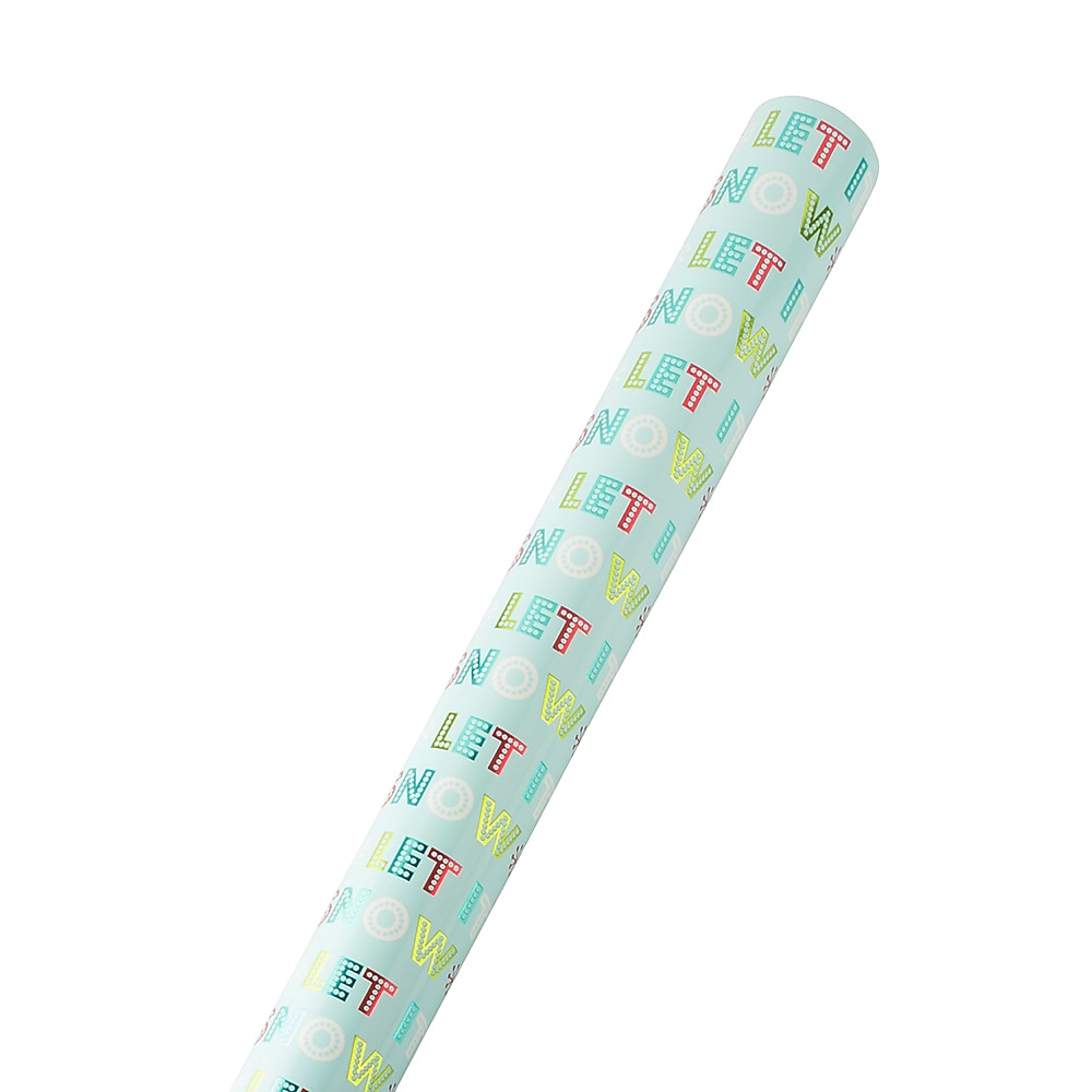 JAM Paper Christmas Wrapping Paper, 25 Sq. ft. x 30", Light Blue 'Let it Snow' (165534087)