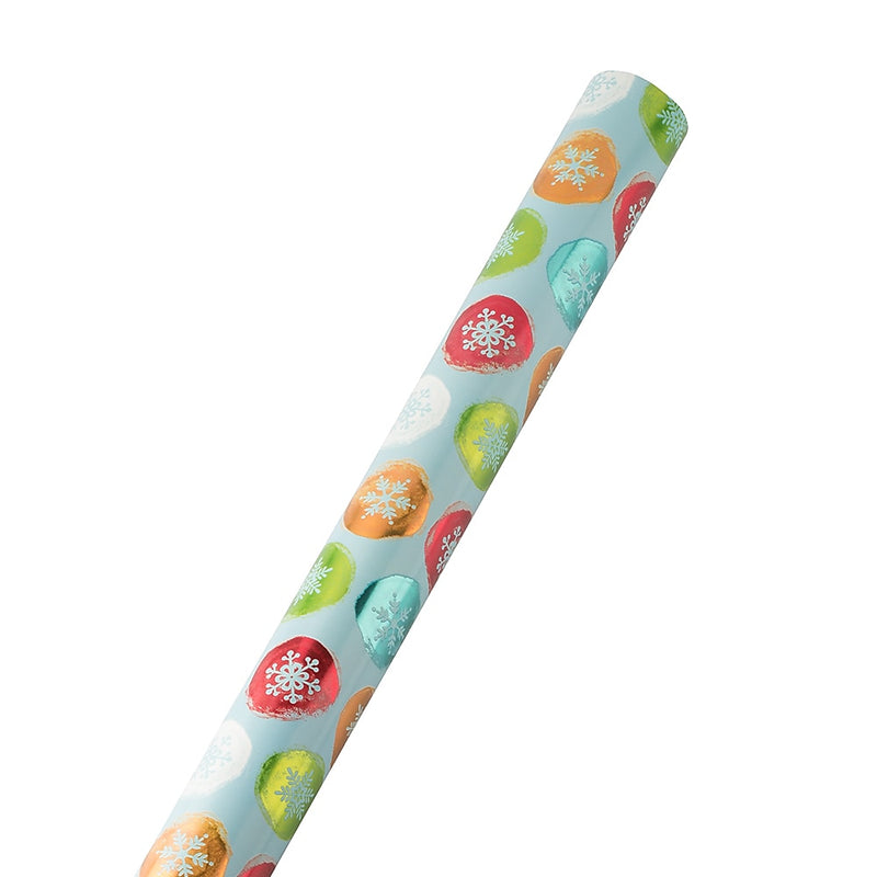 JAM Paper Christmas Wrapping Paper, 25 Sq. ft. x 30", Painted Snowflake Orbs (165FSiCc)