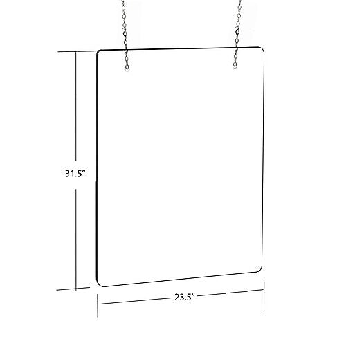 Azar Hanging Sneeze Guard, 31.5"H x 23.5"W, Clear Acrylic, 2/Pack (179904)