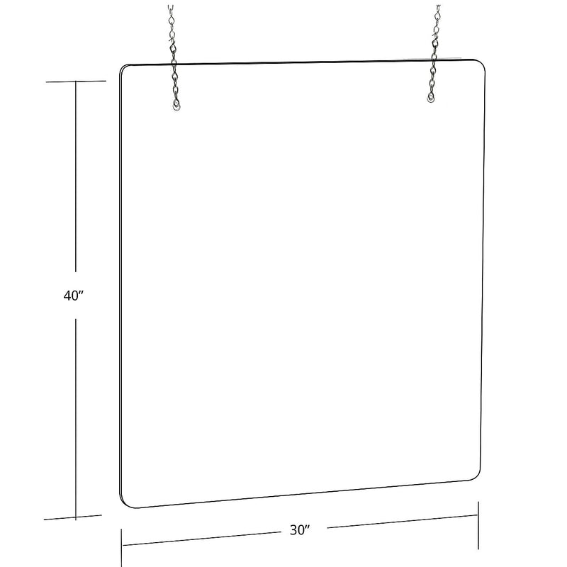 Azar Hanging Sneeze Guard, 40"H x 30"W, Clear Acrylic, 2/Pack (179906)