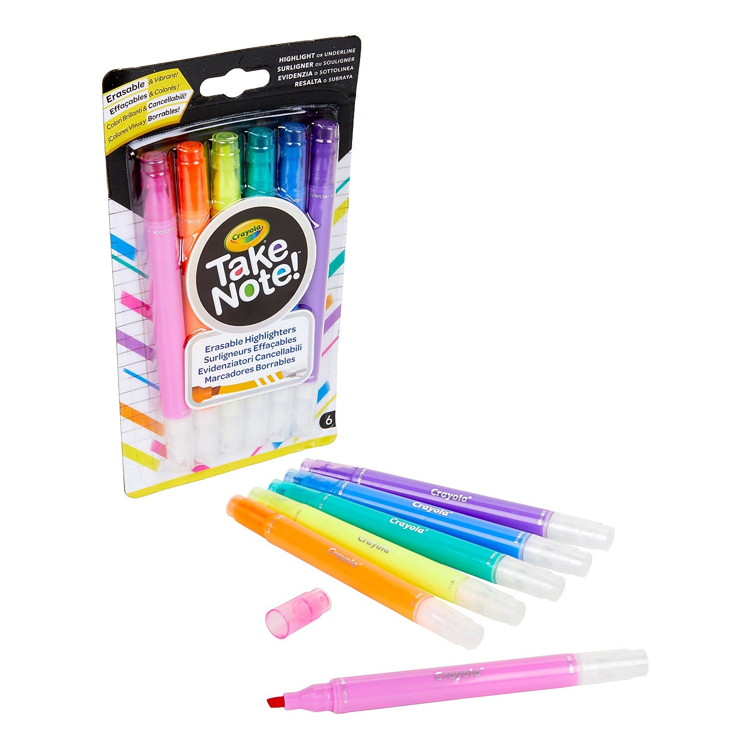Crayola Take Note! Erasable Highlighters, 6 Per Pack, 3 Packs (BIN586504-3)