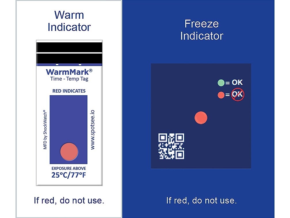 ShockWatch Cold Chain Complete 36°-77°F Dual Temperature Indicator, 100/Box (27161)
