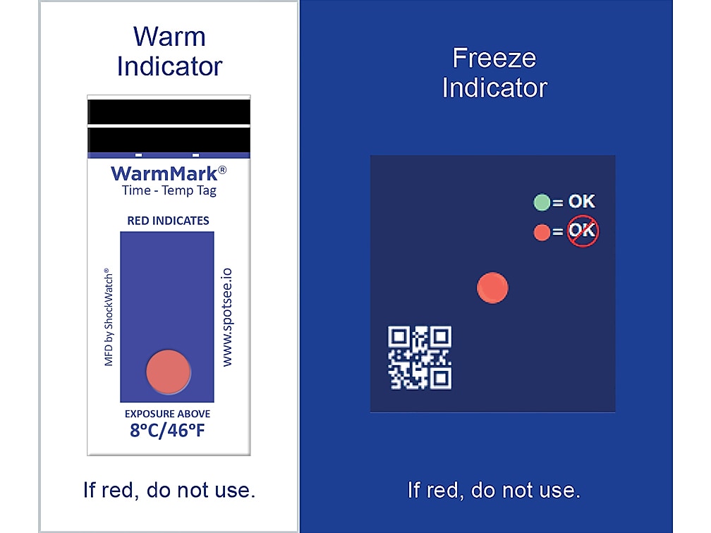 ShockWatch Cold Chain Complete 36°-46°F Dual Temperature Indicator, 100/Box (27159)