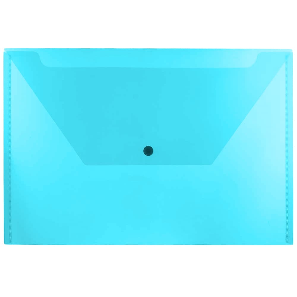 JAM Paper Plastic Envelopes with Snap Closure, Legal Booklet, 9.75 x 14.5, Blue, 12/pack (34830BU)
