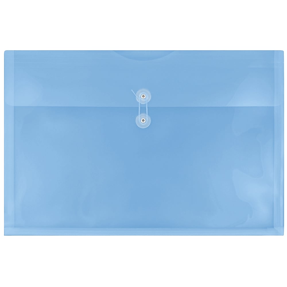 JAM Paper Plastic Envelopes with Button and String Tie Closure, Large Booklet, 12 x 18, Blue, 12/Pack (457B1BU)