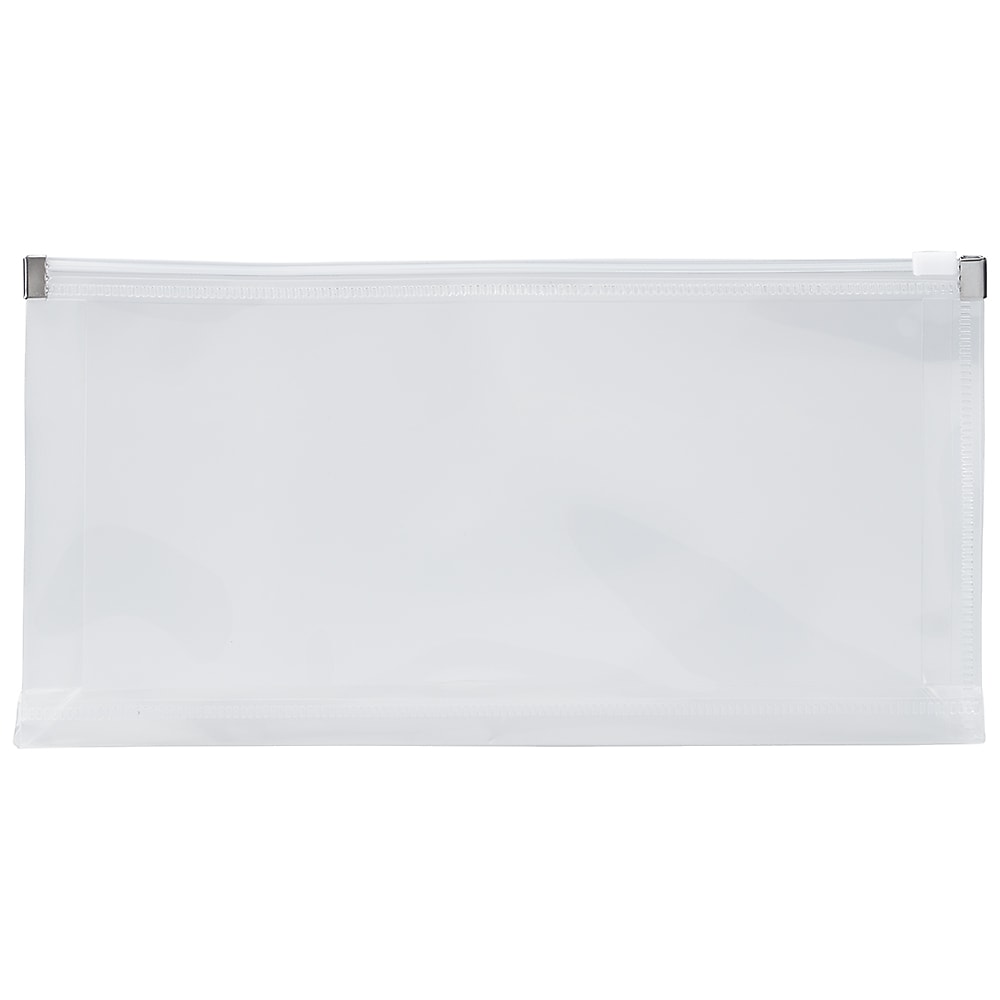 JAM Paper Expanding Wallet with Zipper Closure, 4.75" x 9.5", Clear, 12/Pack (921Z1CL)