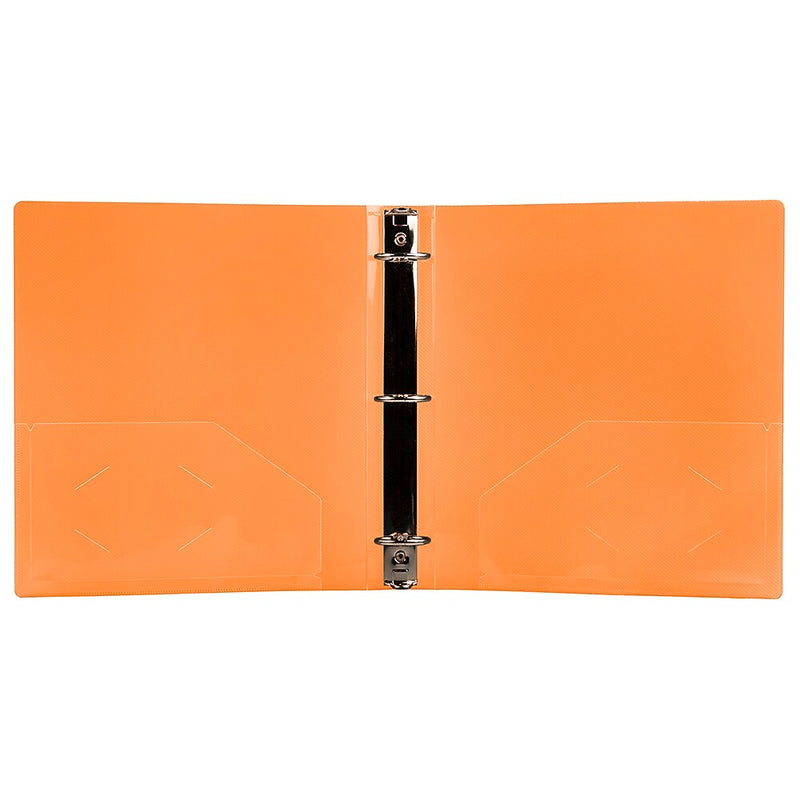 JAM Paper Heavy Duty 1 1/2" 3-Ring Flexible Poly Binders, Orange (762T15OR)