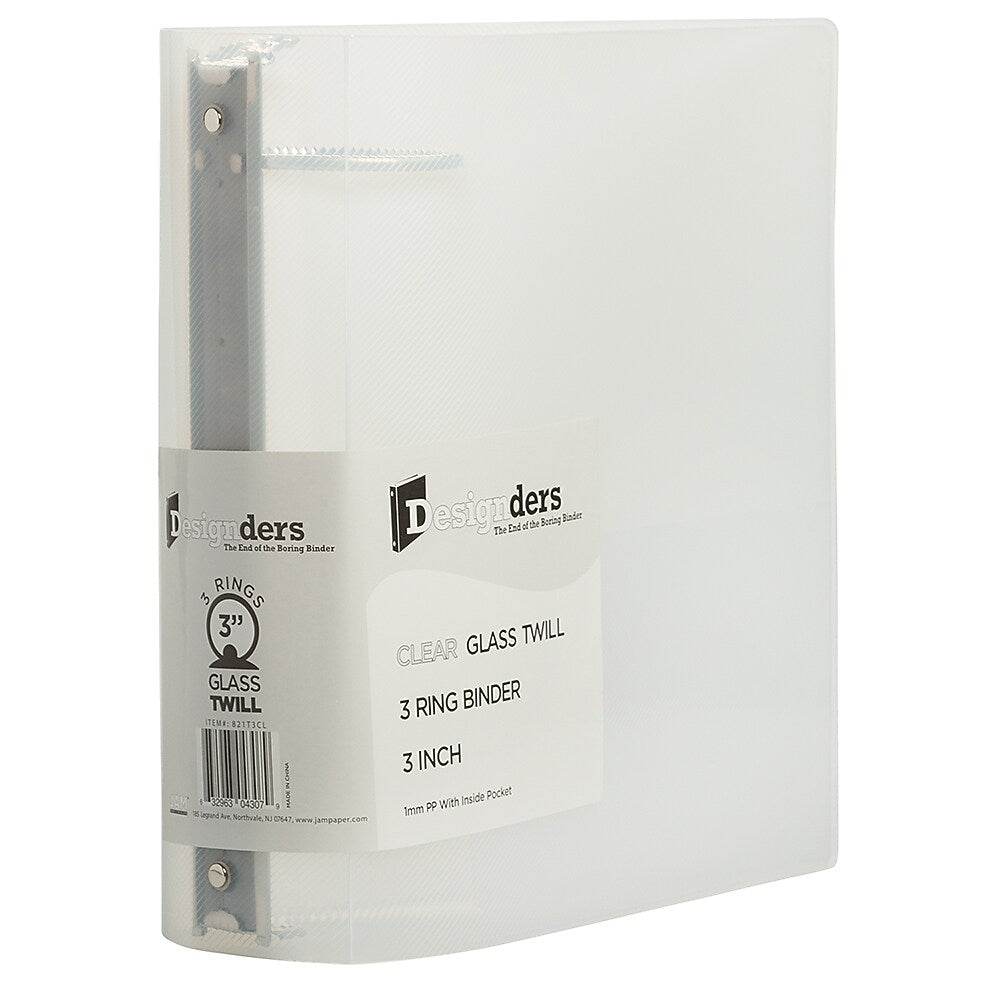 JAM Paper 3" 3-Ring Flexible Poly Binders, Clear, 108/Pack (821T3CLB)