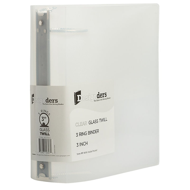 JAM Paper 3" 3-Ring Flexible Poly Binders, Clear, 108/Pack (821T3CLB)