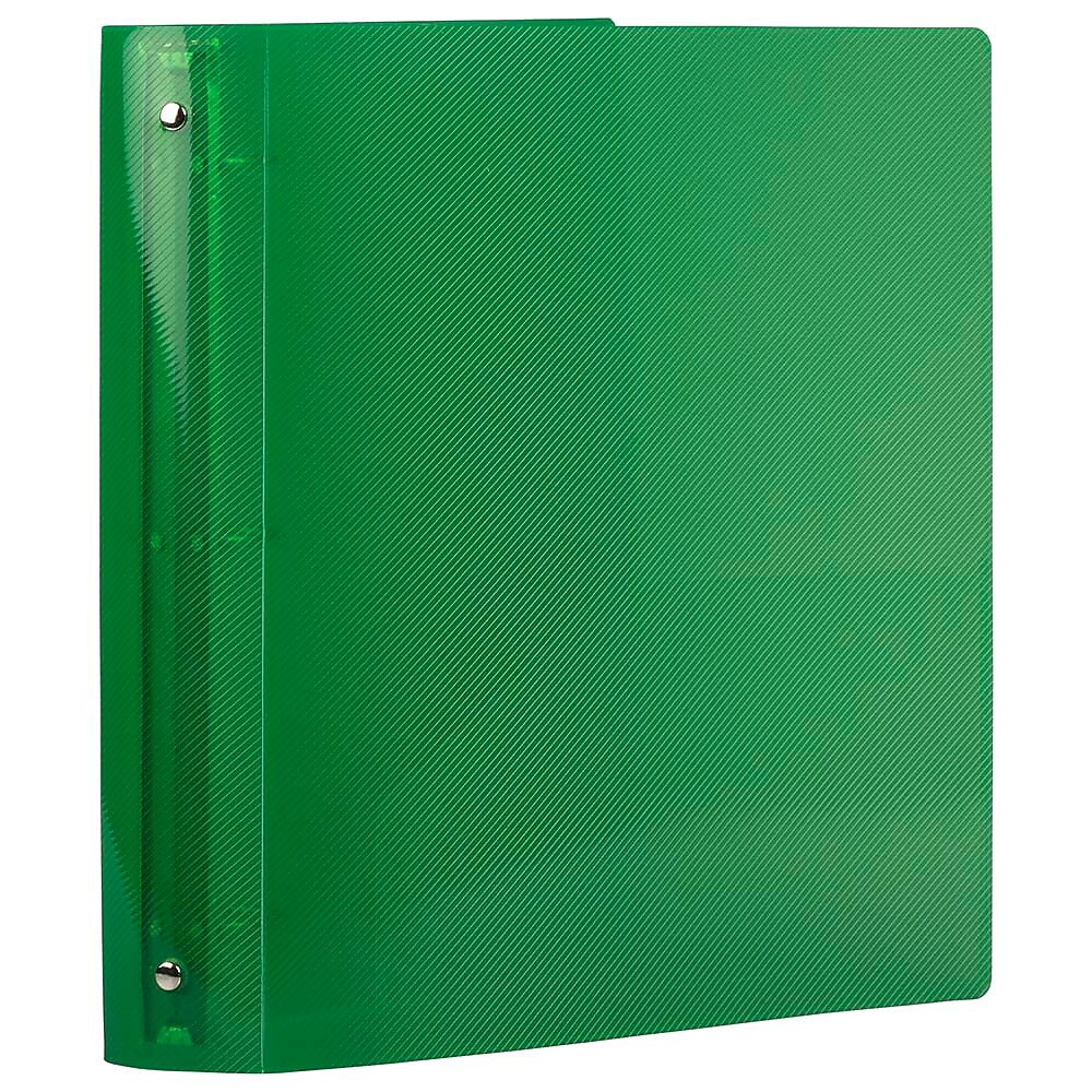 JAM Paper Heavy Duty 1 1/2" 3-Ring Flexible Poly Binders, Green Glass Twill (762T15GR)