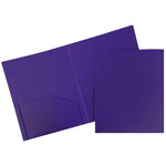 JAM Paper Heavy Duty Two-Pocket Plastic Folders, Purple, 108/Pack (0946179B)