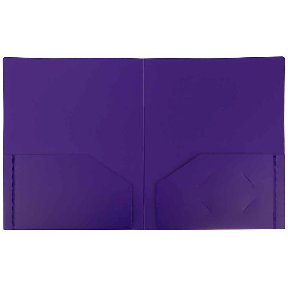 JAM Paper Heavy Duty Two-Pocket Plastic Folders, Purple, 108/Pack (0946179B)