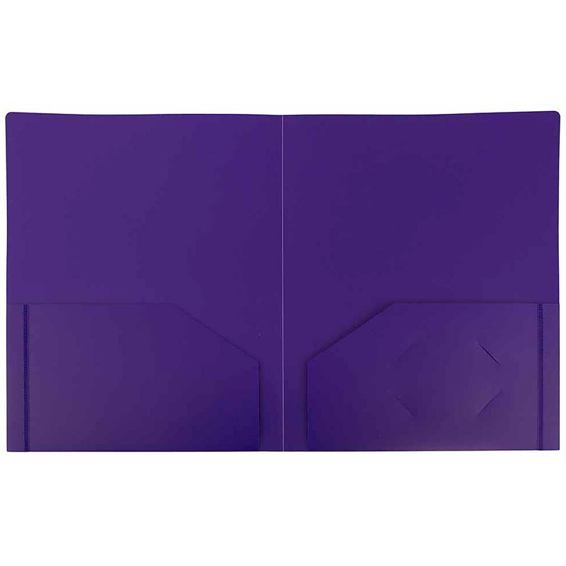 JAM Paper Heavy Duty Two-Pocket Plastic Folders, Purple, 108/Pack (0946179B)