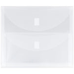 JAM Paper Plastic Multi-Pocket Envelopes with Hook & Loop, 2 Pockets, Letter Booklet, 9.5 x 11.5, Clear, 12/Pack (B35218)