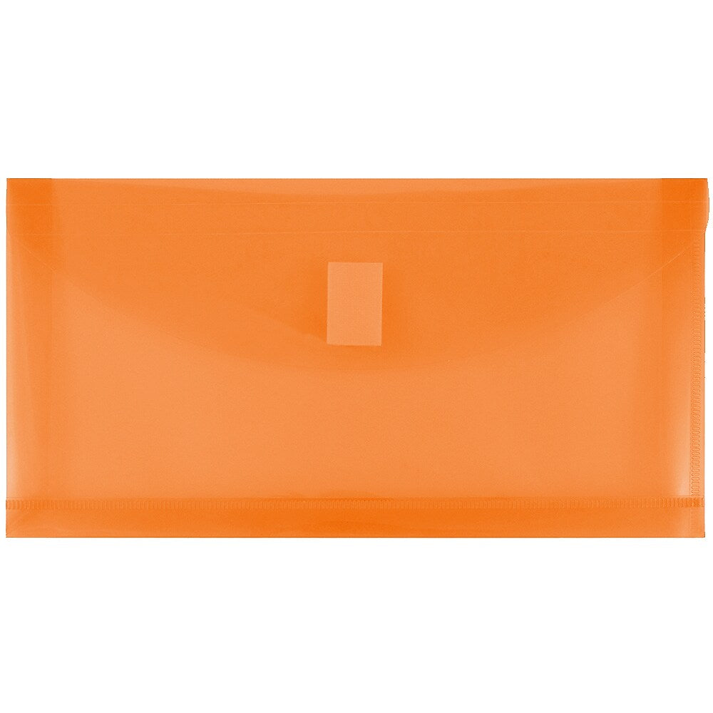JAM Paper Standard Plastic Filing Envelope with Hook & Loop Closure, 5.25" x 10", Orange, 108/Box (921V1ORB)