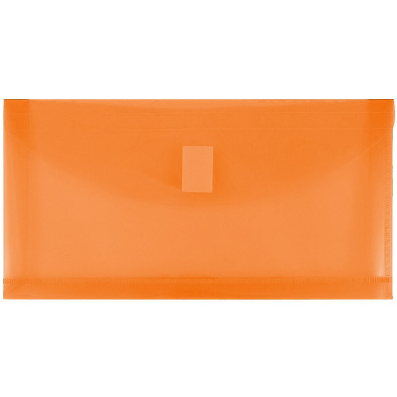 JAM Paper Standard Plastic Filing Envelope with Hook & Loop Closure, 5.25" x 10", Orange, 108/Box (921V1ORB)