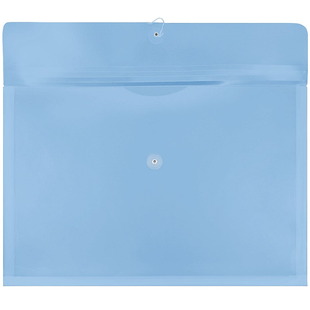 JAM Paper Plastic Envelopes with Button and String Tie Closure, Large Booklet, 12 x 18, Blue, 12/Pack (457B1BU)