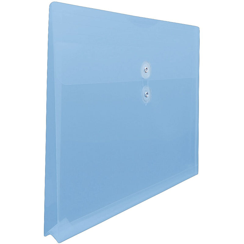 JAM Paper Plastic Envelopes with Button and String Tie Closure, Large Booklet, 12 x 18, Blue, 12/Pack (457B1BU)