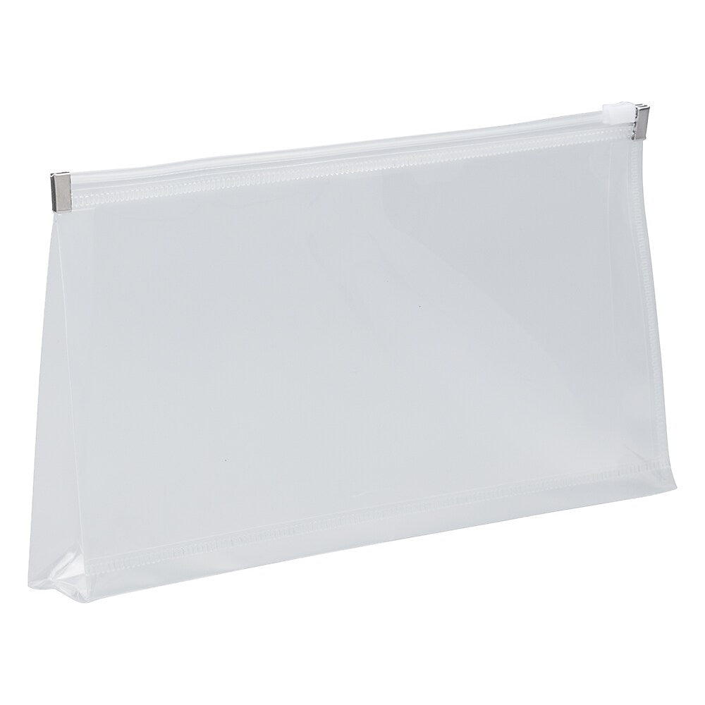 JAM Paper Expanding Wallet with Zipper Closure, 4.75" x 9.5", Clear, 12/Pack (921Z1CL)