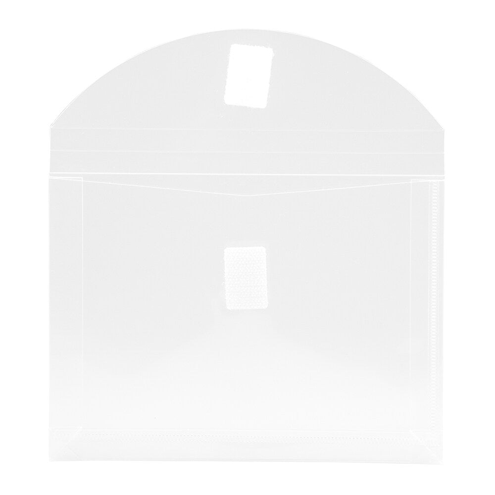 JAM Paper Plastic Envelopes with Hook & Loop Closure, Index Size, 5.5 x 7.5 with 1 Inch Expansion, Clear, 12/Pack (920V1CL)