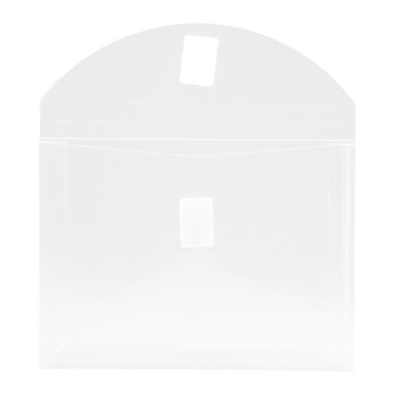 JAM Paper Plastic Envelopes with Hook & Loop Closure, Index Size, 5.5 x 7.5 with 1 Inch Expansion, Clear, 12/Pack (920V1CL)