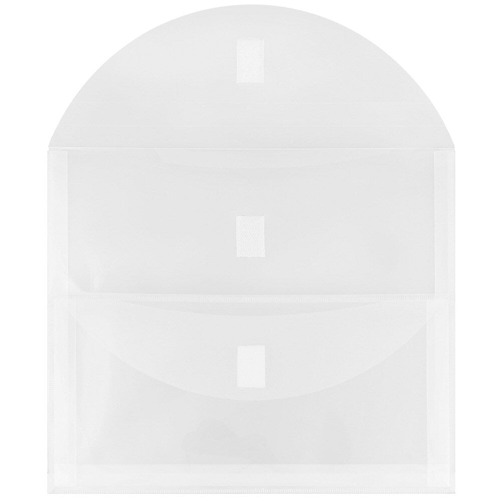 JAM Paper Plastic Multi-Pocket Envelopes with Hook & Loop, 2 Pockets, Letter Booklet, 9.5 x 11.5, Clear, 12/Pack (B35218)
